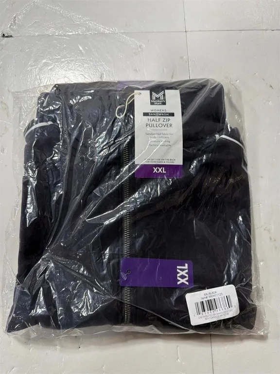 Sandwash Half Zip Pullover Black Size XXL