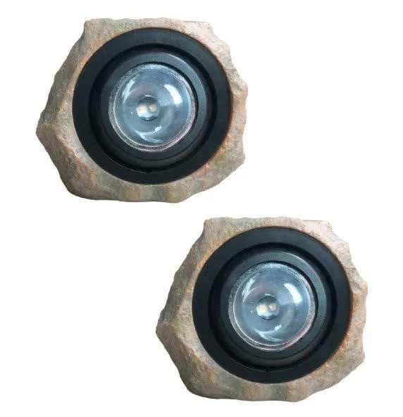 Deck Impressions Sandstone Solar Rock Lights 2pk