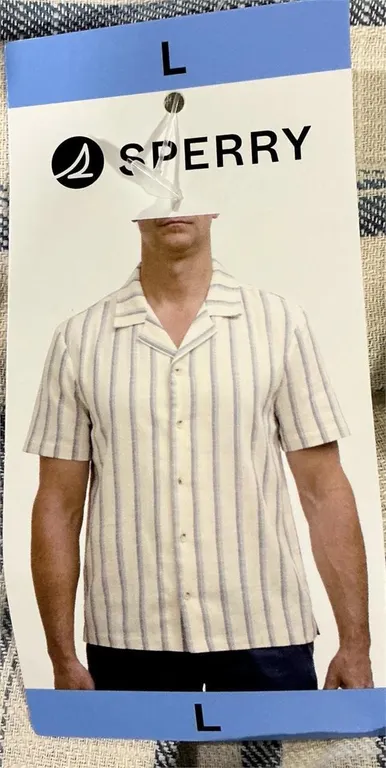 Sperry Mens Striped Short Sleeve Shirt Large