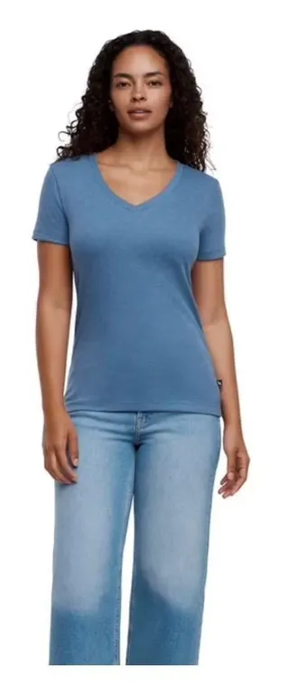 Eddie Bauer V-Neck Tee Blue Size Medium