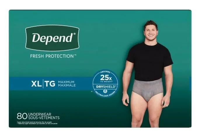 Depend Fit-Flex Mens Underwear XL 80ct