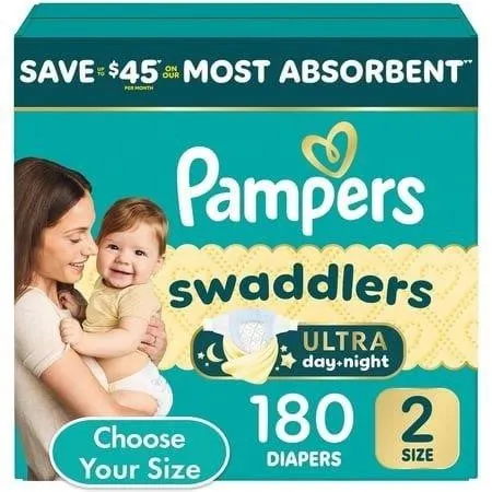 Pampers Swaddlers Diapers Size 2 180ct