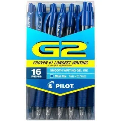 Pilot G2 Gel Roller Ball Pens Fine Blue 16pk