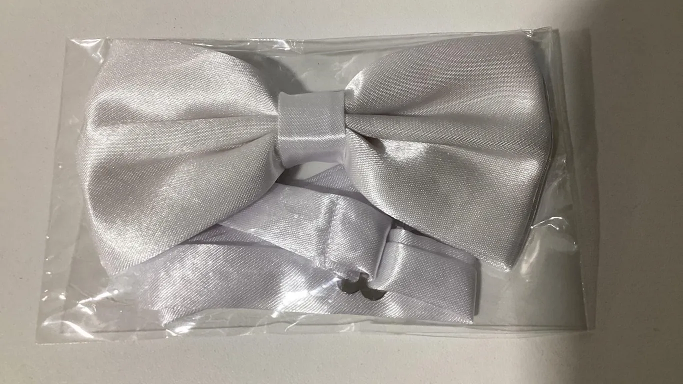 Classic White Satin Pre-Tied Bow Tie
