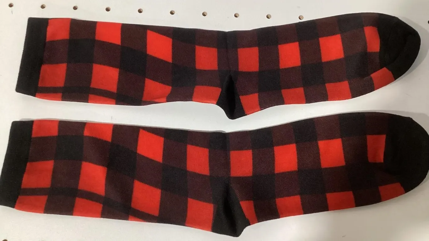 Red and Black Buffalo Plaid Crew Socks