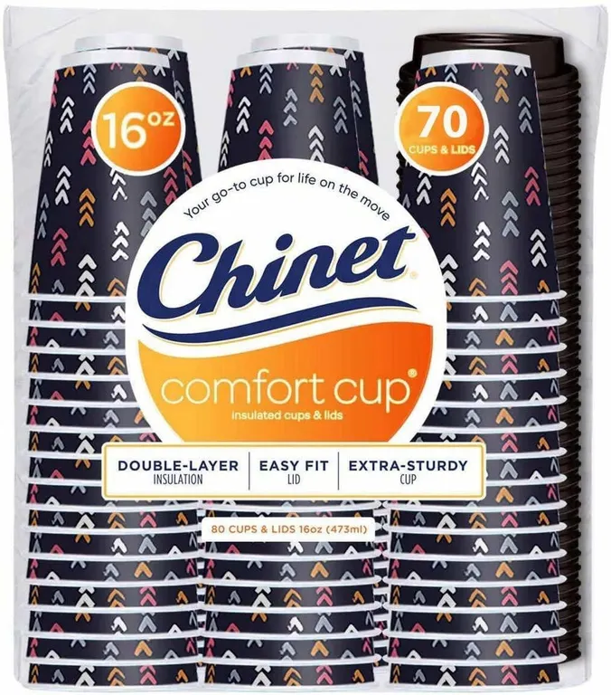 Chinet 16 oz Paper Cups With Lids 70ct
