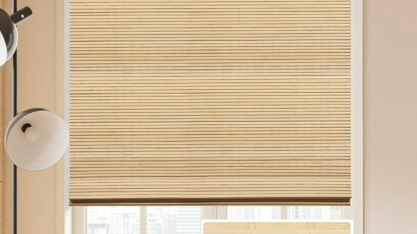 Luckup Cordless Bamboo Roman Shades 38W x 64H