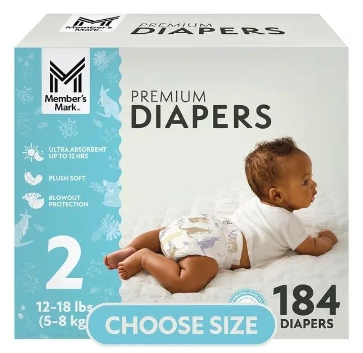 Premium Baby Diapers Size 2 184ct