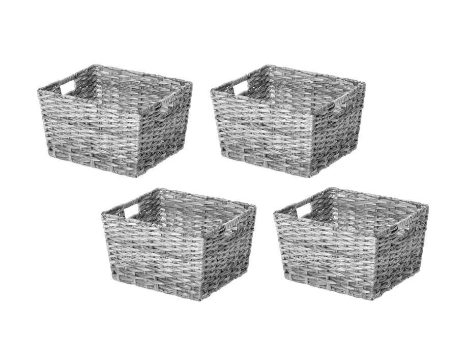 Woven Decorative Storage Baskets Gray White 4pk