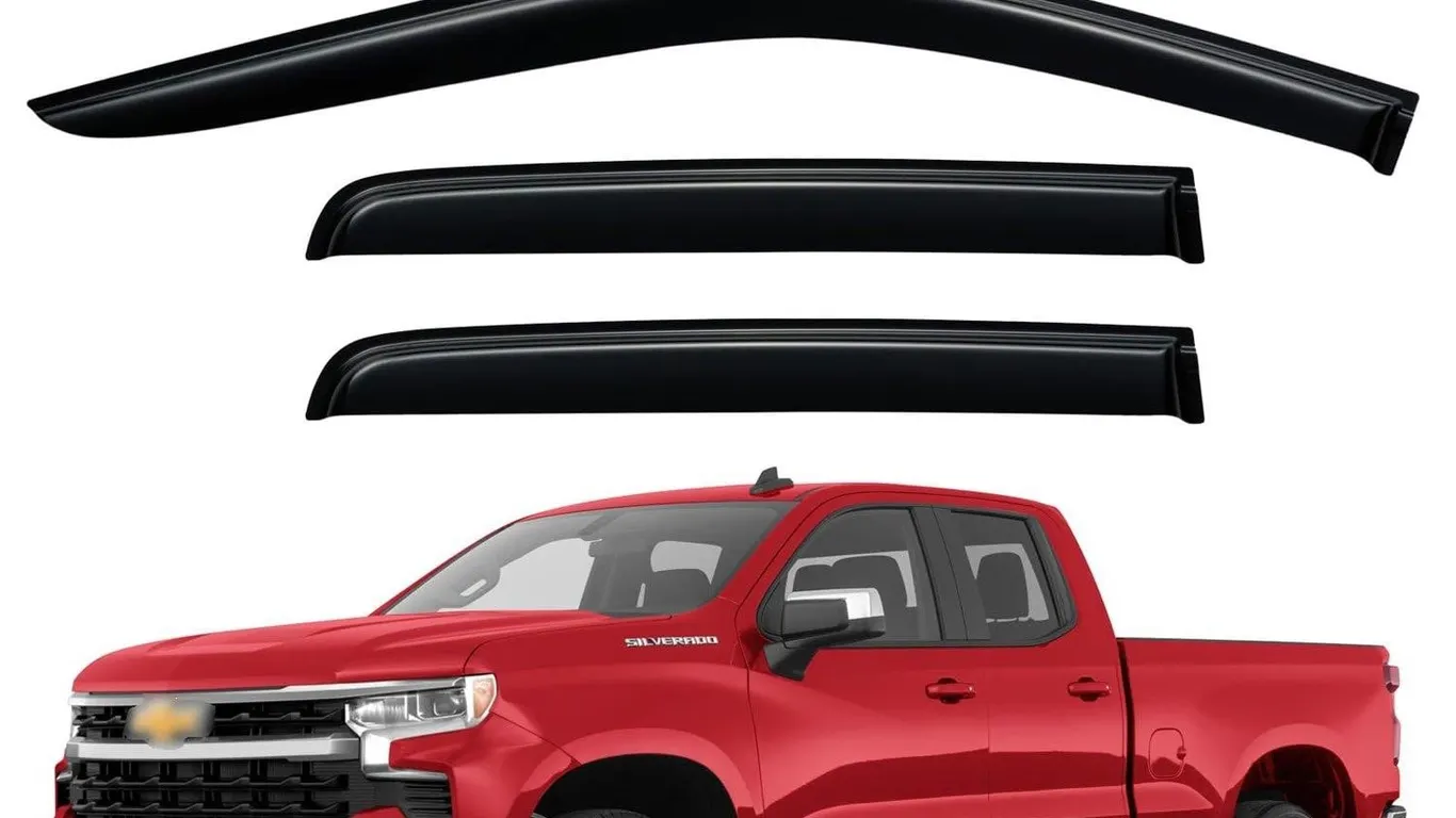 YQAUTEC Window Visors Silverado Sierra Double Cab