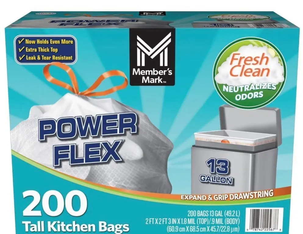 Power Flex 13-Gallon Tall Kitchen Trash Bags 200ct