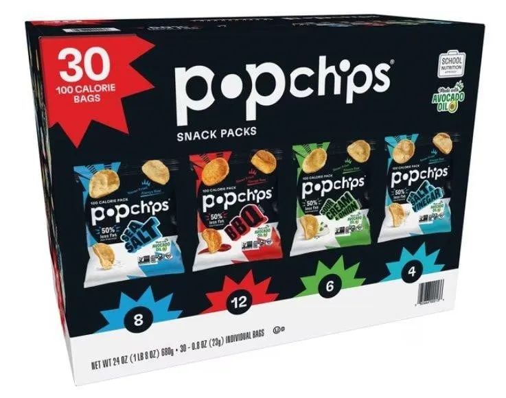 Popchips Variety Pack Potato Chips 0.8oz 30pk