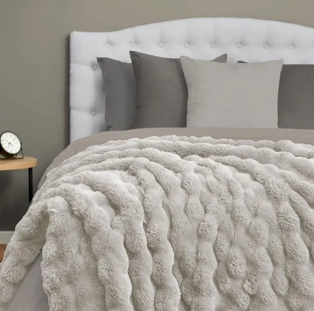 Ultra Fine Faux Fur Throw Blanket 60x70 Natural
