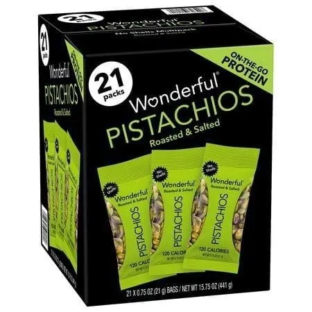 Wonderful Salted Roasted Pistachios 0.75oz 21pk