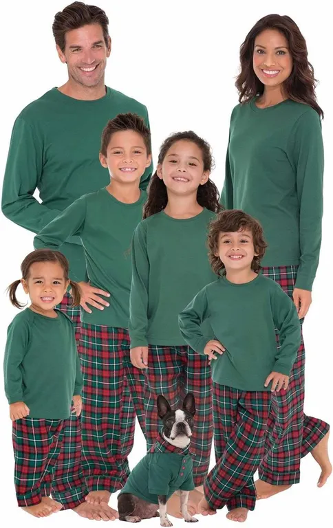 PajamaGram Christmas Pajamas Red Green Plaid 18M