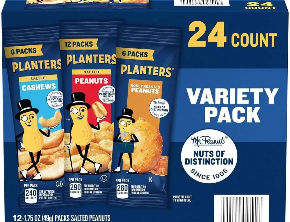 Planters Peanuts Cashews Variety Pack 24ct