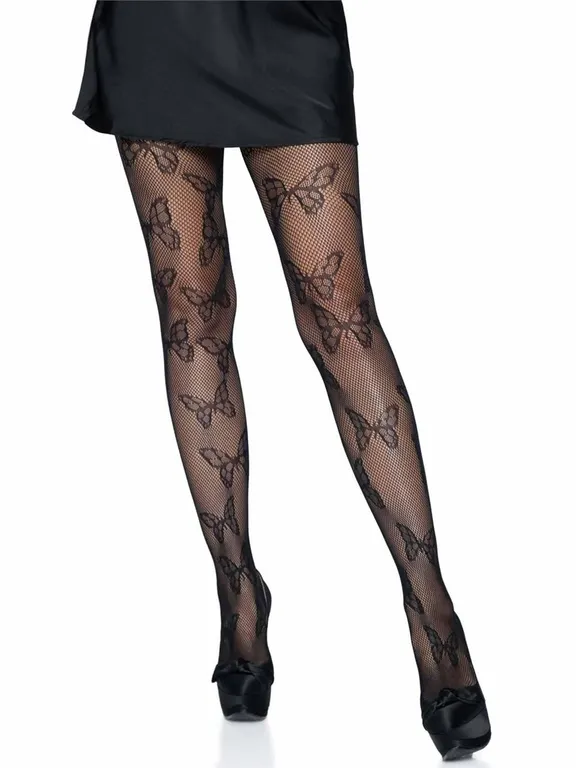 Leg Avenue Butterfly Patterned Fishnet Tights OS