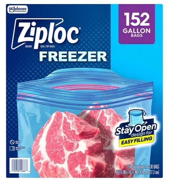 Ziploc Gallon Freezer Storage Bags 152ct