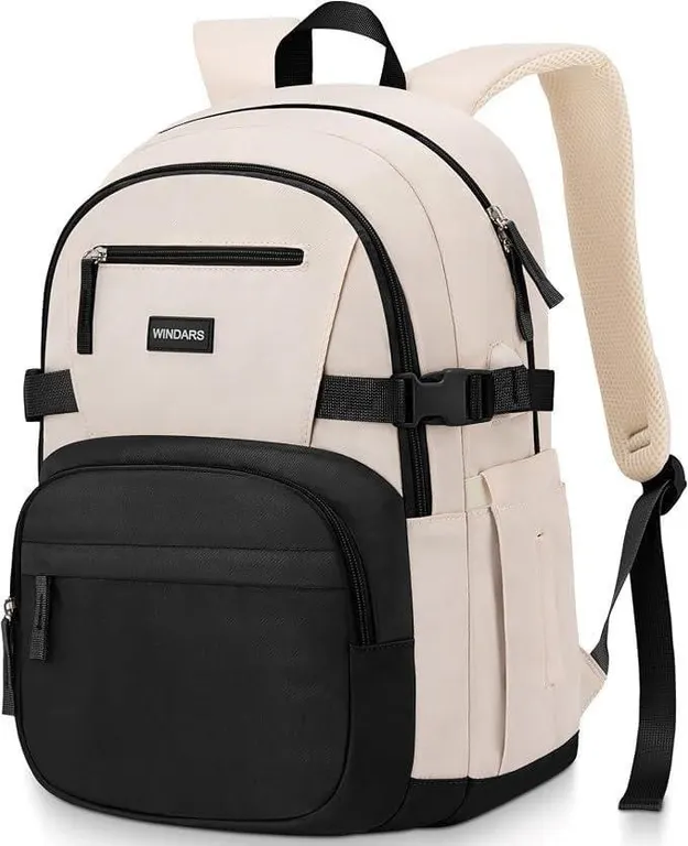Windars 15.6 Inch Laptop Backpack Black Beige