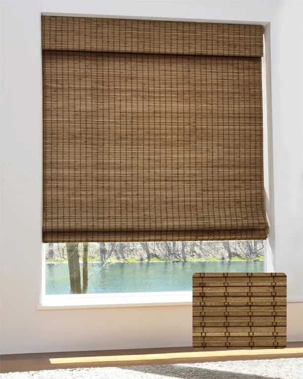 Unishades Bamboo Roman Shade Highfield Teak 29.5