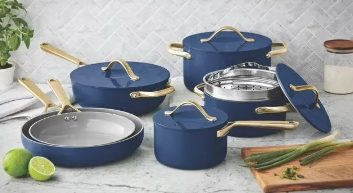 Modern Ceramic Cookware Set Navy 11pc
