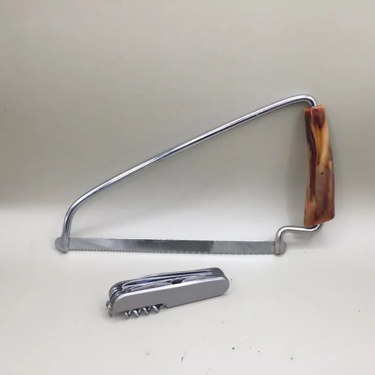 Bone Handled Bone Saw & Stainless Pocket Knife lot