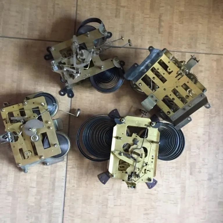 Lot of Four Vintage Brass Pendulum Clock Movements
