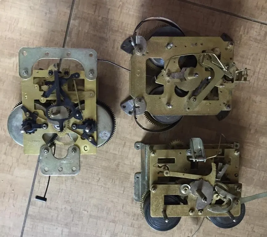 Vintage (3) Brass Clock Movements & Salvage Brass