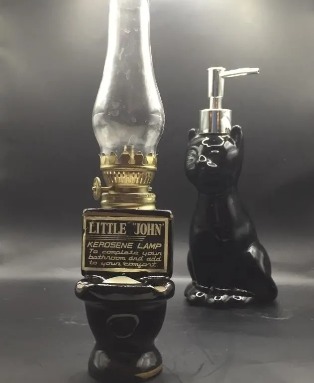 Little John Oil Lamp & Large Cat Lotion Dispenser