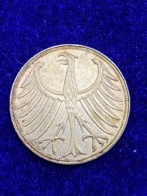 Germany 5 Deutsche Mark Silver Coin, 1951