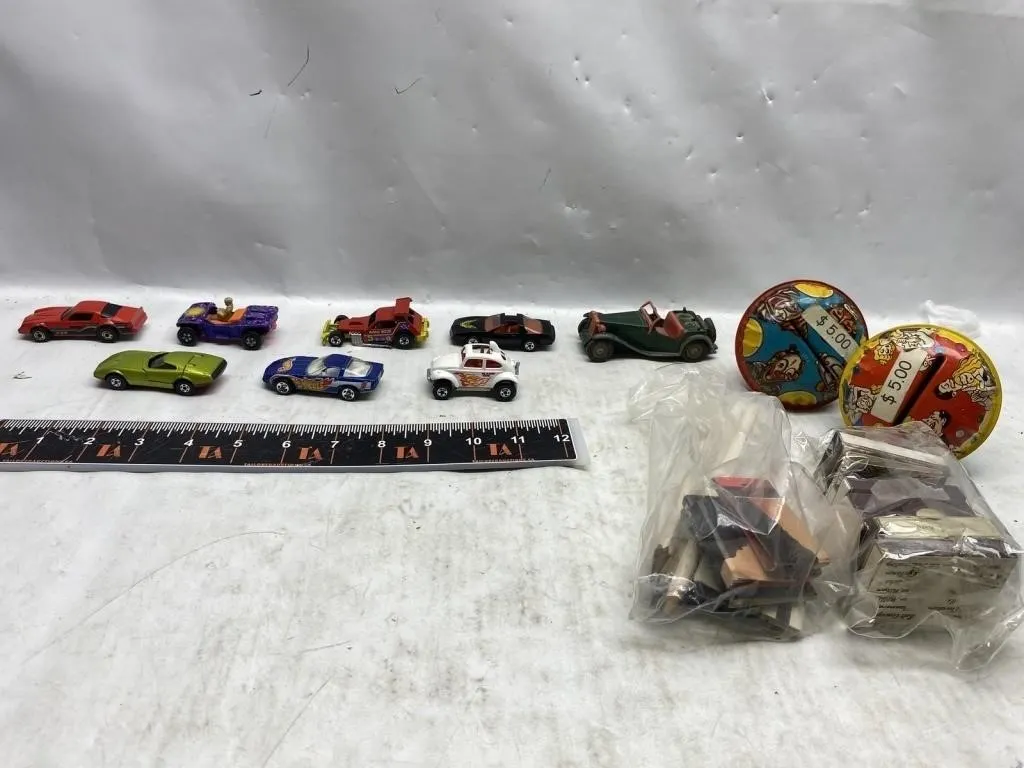 Diecast Cars & Tin Litho Clicker Noisemakers Lot