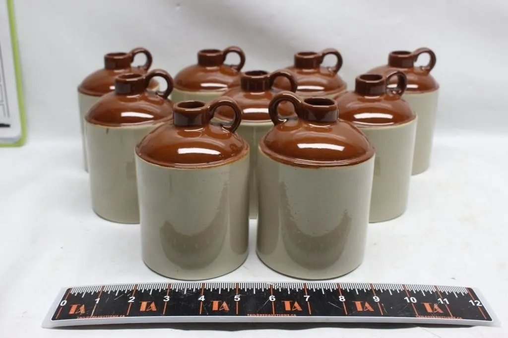 Vintage Stoneware Jugs with Handles, Set of 8