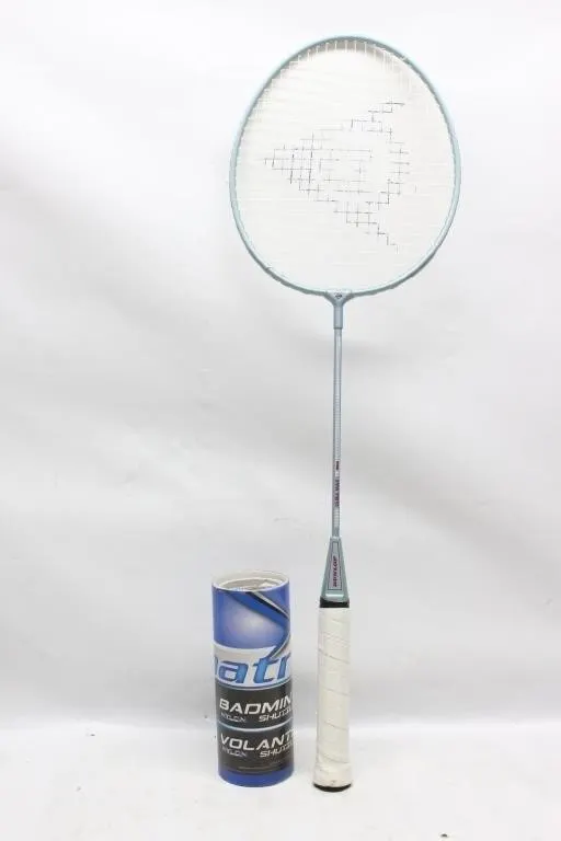 Dunlop badminton racket with shuttlecock tube