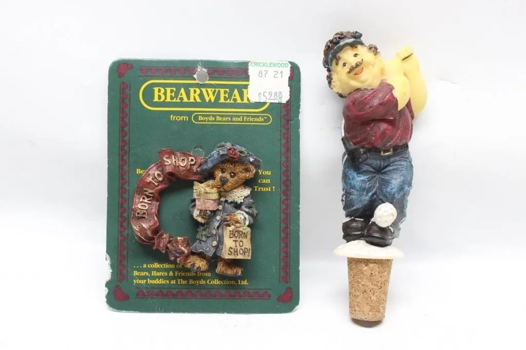 Boyds Bears Bearwear ornament & golfer bottle
