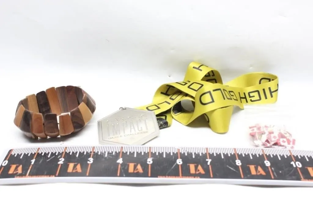 Wood Bracelet, Dance Medal & Ribbon Lot