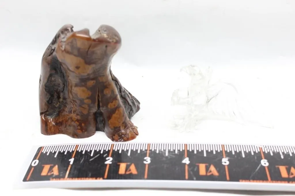 Carved Stone Figure & Glass Bird Figurine
