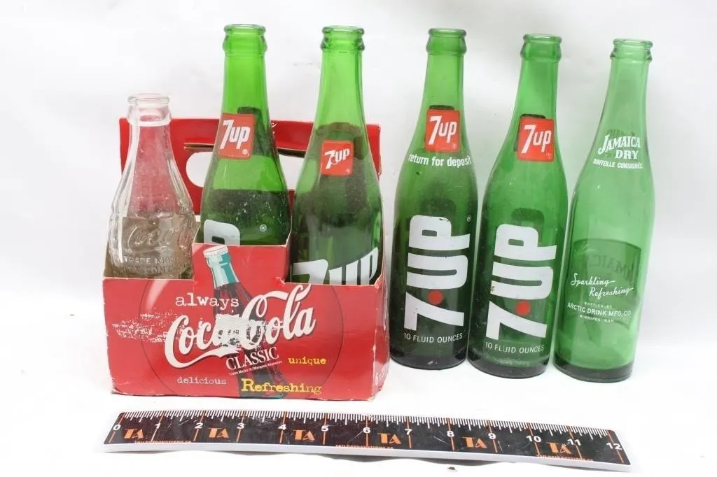Vintage 7up, Coca-Cola & Jamaica Dry Soda Bottle