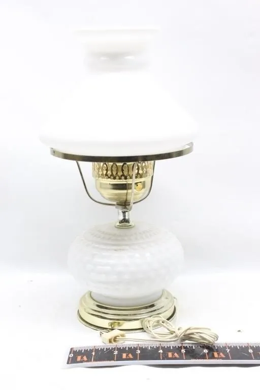 Milk Glass Hurricane Table Lamp