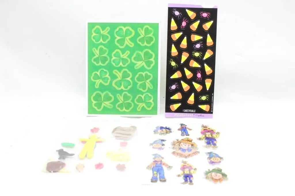 Sticker Lot: Shamrock, Halloween, Scarecrow & More