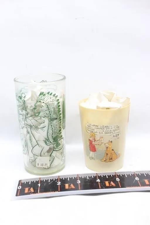 Vintage Indian Chief Glass & Sandy Cup Lot