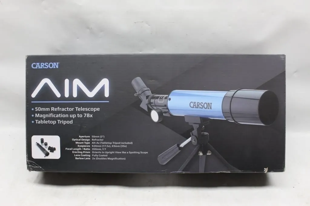 Carson AIM 50mm Refractor Telescope w/ Tripod