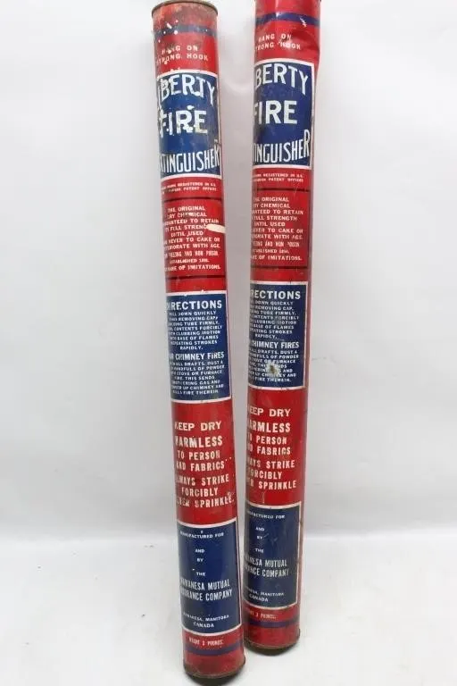 Vintage Liberty Fire Extinguisher Tubes, Pair