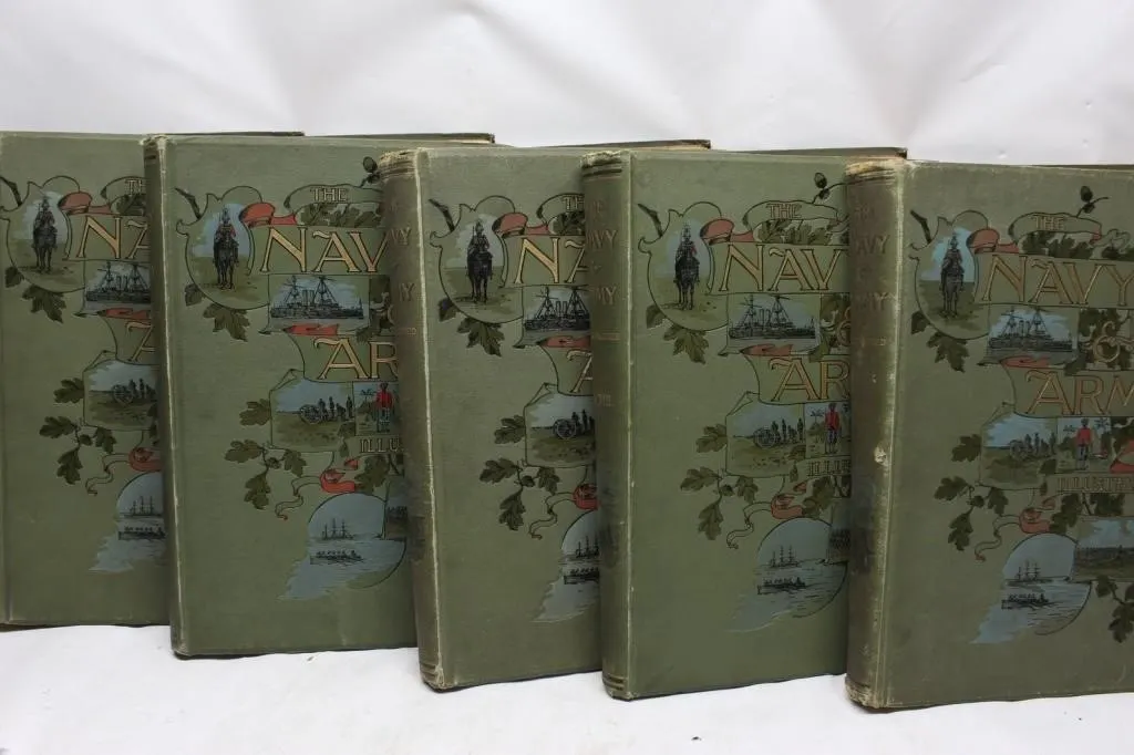 Antique Navy & Army Books & Case