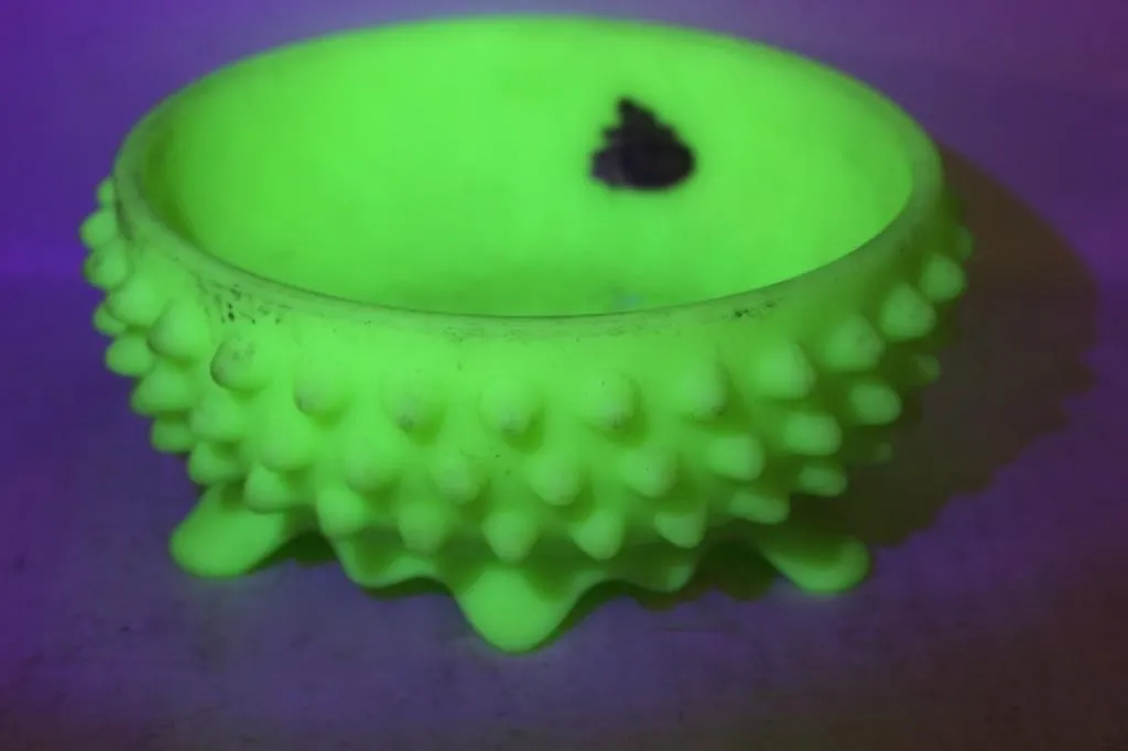 Vaseline Glass Hobnail Bowl
