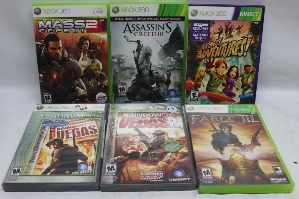 Xbox 360 Game Lot: Mass Effect 2, ACIII, Kinect +