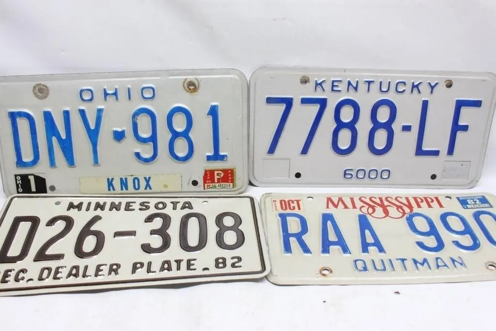 Vintage License Plates: Ohio, Kentucky, Minnesota,