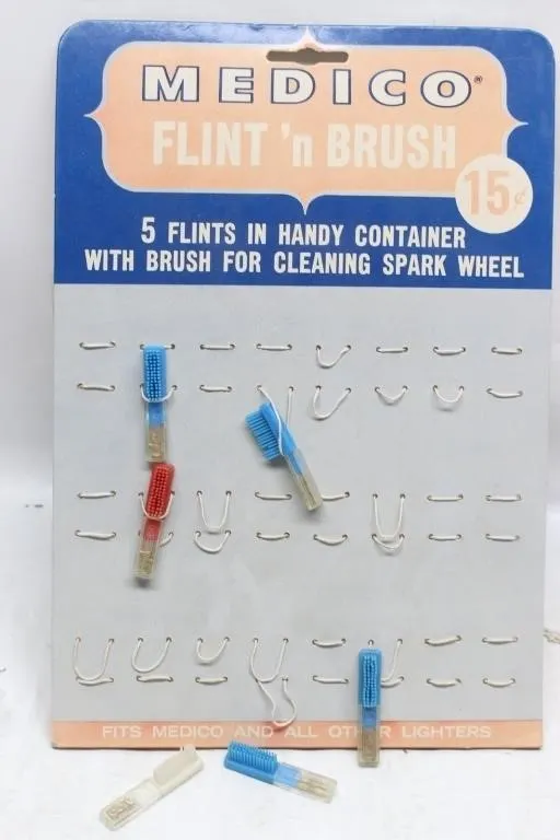 Medico Flint 'n Brush store display card