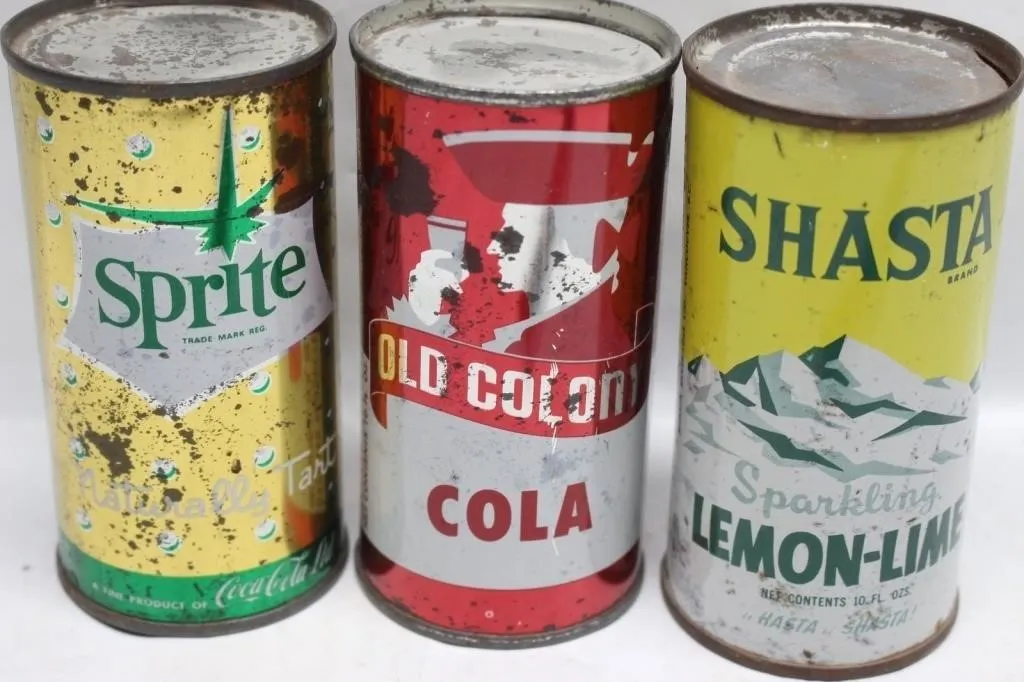 Vintage Soda Cans: Sprite, Old Colony Cola, Shasta