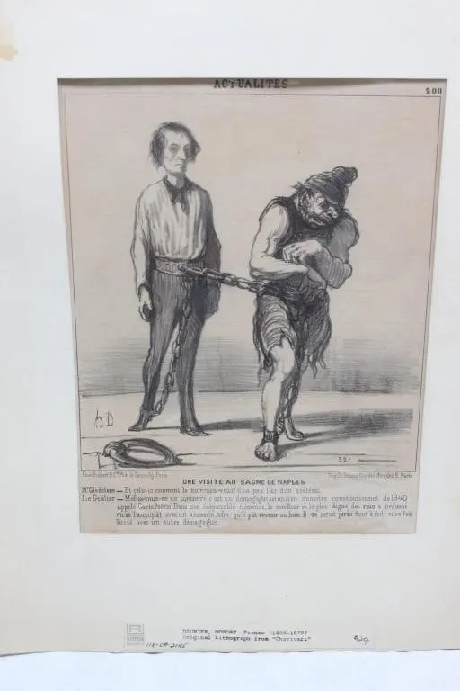 Daumier lithograph "Une Visite au Bagne de Naples