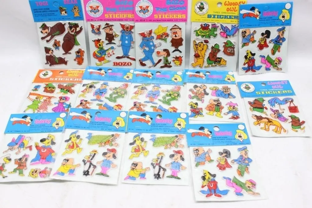 Vintage 1980s Cartoon Character Sticker Sheets Lot